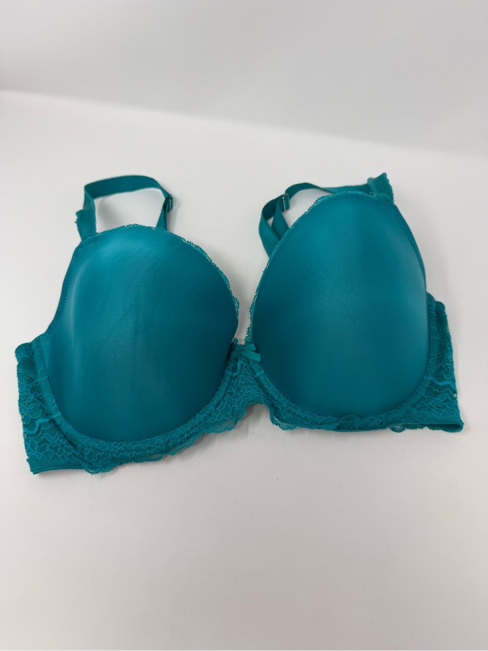 Victoria’s Secret Teal Blue Lace Dreams Angels Lined Demi Bra 36DDD